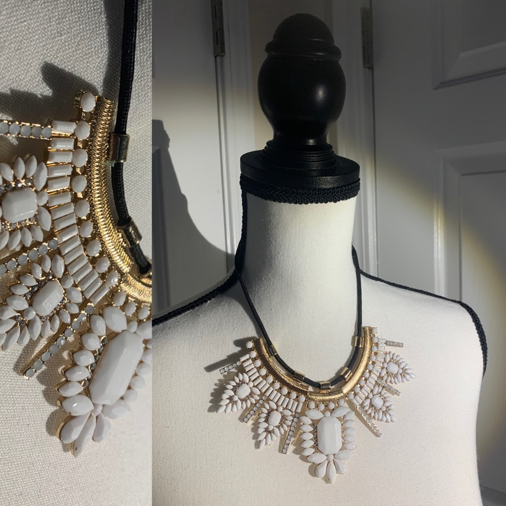 White and gold statement necklace